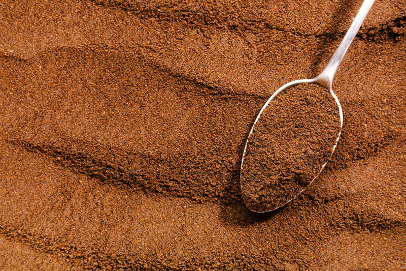 Spray-dried coffee powder illustrating the final instant coffee form