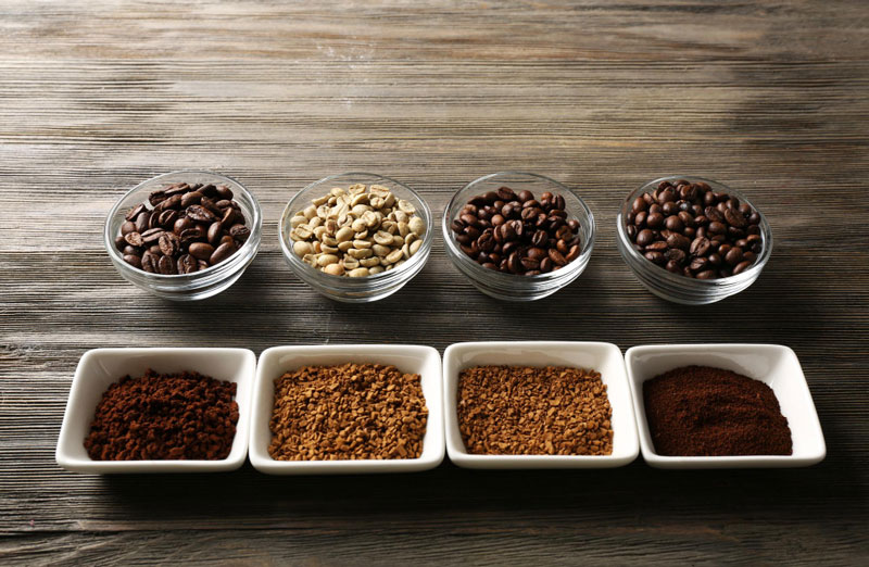 Comparison of coffee beans and instant coffee formats